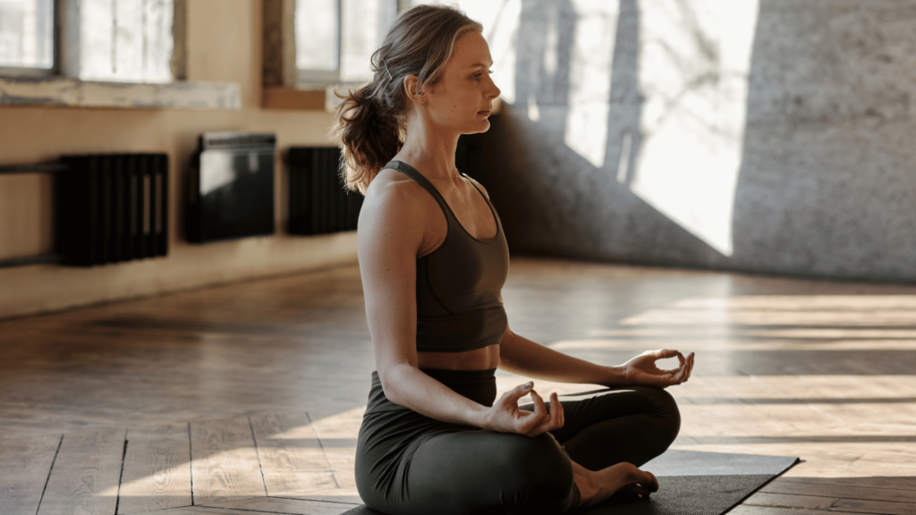 a woman in a yoga pose