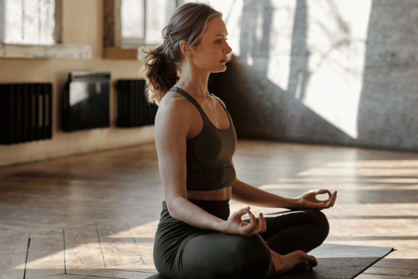 a woman in a yoga pose